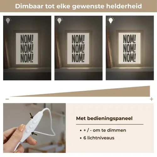 Japandi - Decoratie - Vintage - Zwart Light Box met kabel (Wandlamp) klein -USP_dimbaarNL