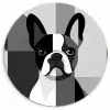 Buldog - Zwart - Abstract - Vlakken Wandcirkel kunststof plaat 5mm dik klein -3d