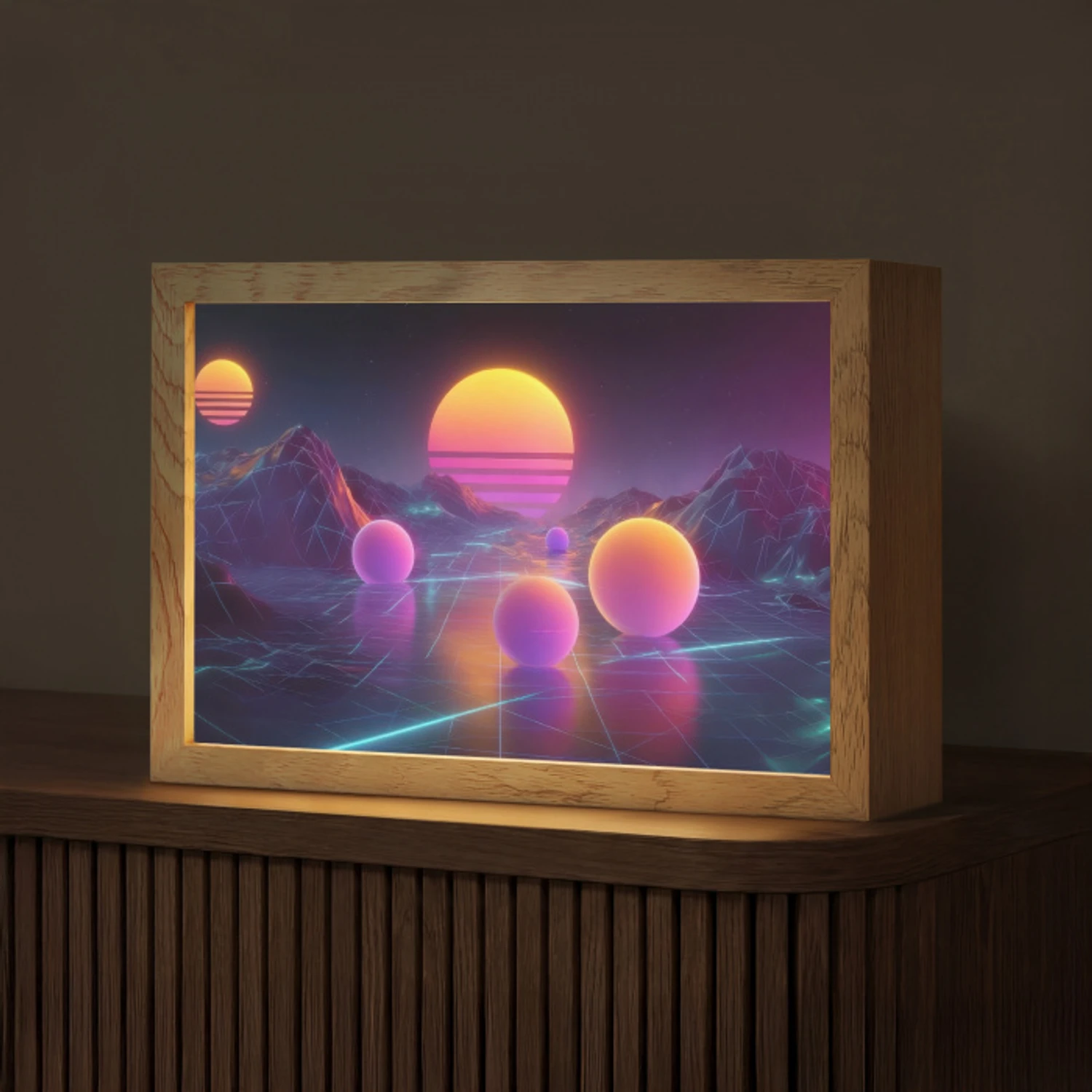 Landschap - Bergen - Bollen - Licht Light Box met kabel (Tafellamp) klein -z3d_website