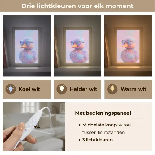 Eend - bril - Pastel Light Box met kabel (Tafellamp) klein -USP_lichtkleurNL