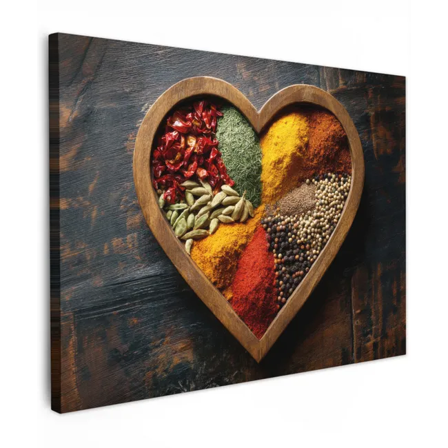 Canvas Print - Wooden - Heart - Colorful - Spices