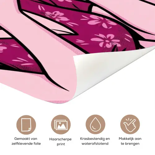Vintage - Vrouw - Roze deurposter klein -closeup_NL