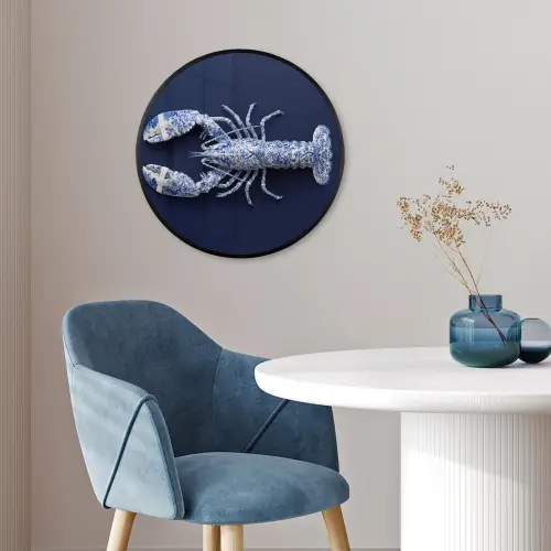 Kreeft - Porselein - Delfts - Blauw Fotolijst rond zonder passe partout klein -sfeer2