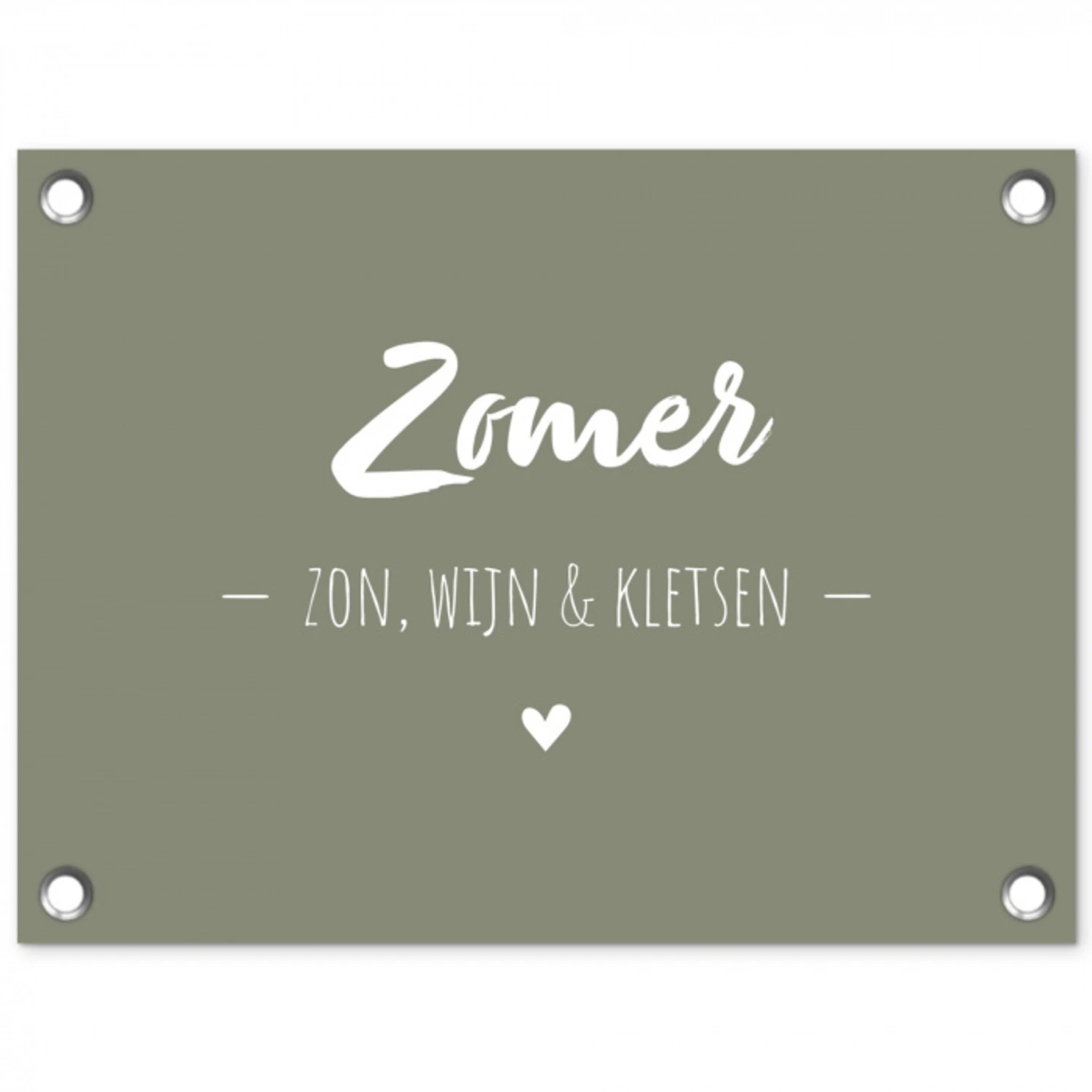 Quotes - Zomer, zon, wijn & kletsen - Tekst - Zomer tuinposter los doek klein -3d