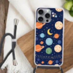 Ruimte - Planeten - Kleurrijk Hoesje iPhone 16 Pro Max met koord klein -sfeer4