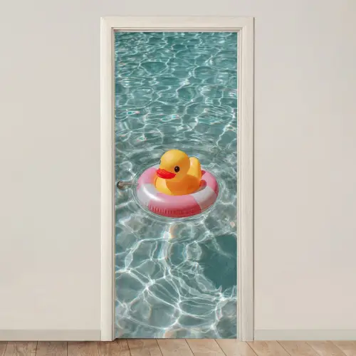 Badeend - Zwemband - Geel deurposter klein -3d_beige