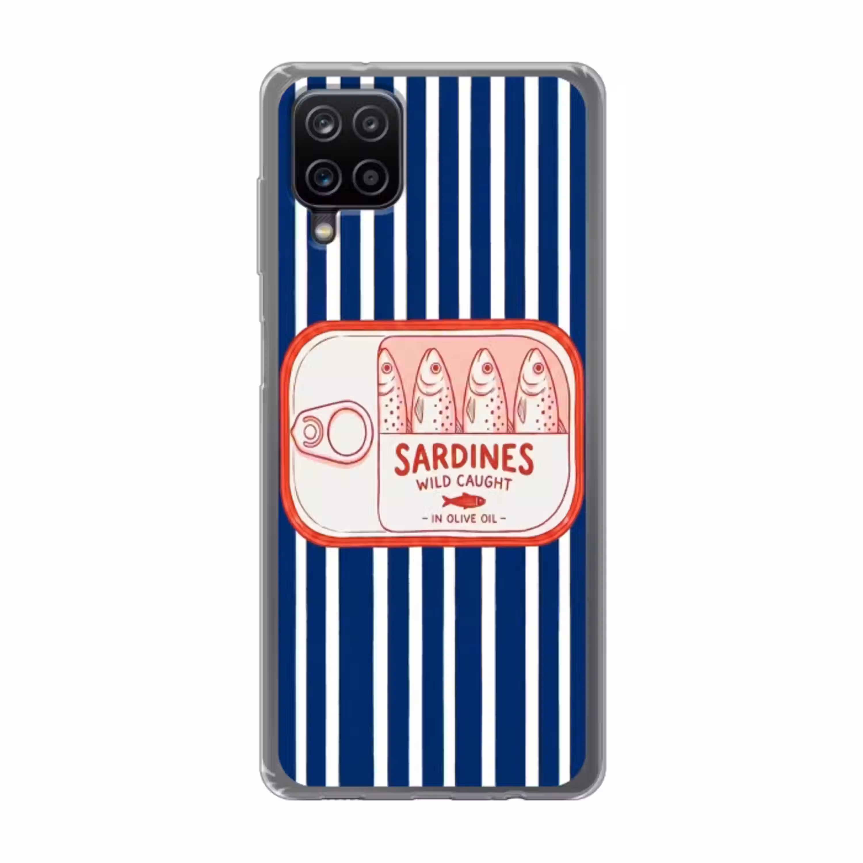Eten - Vis - Blik - Illustratie - Rood Telefoonhoesje Samsung Galaxy A12 klein -3d
