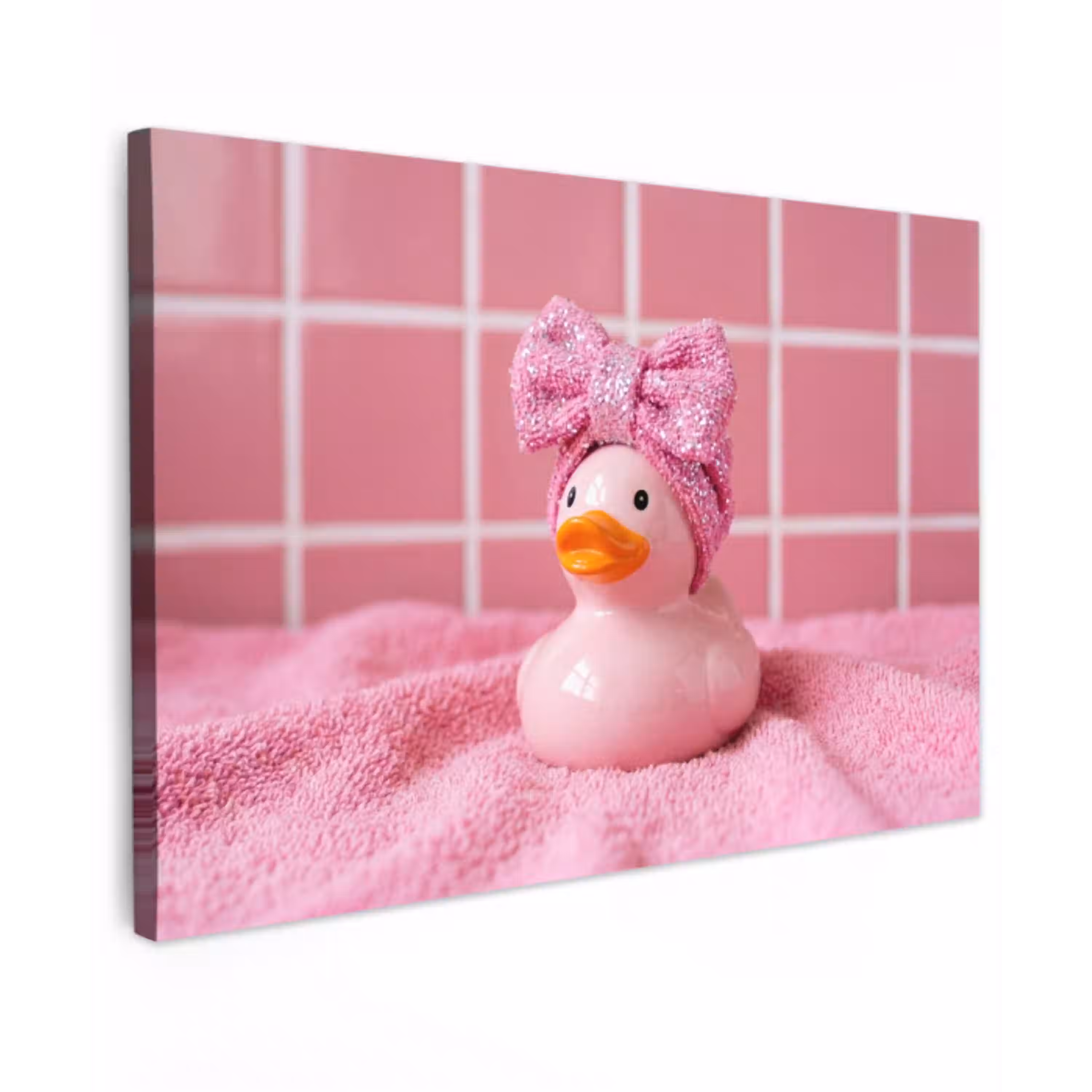 Badeend -Strik - Roze canvas 2cm klein -z3d