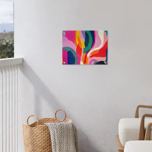 Vormen - Golvend - Abstract - Felroze tuinposter los doek klein -sfeer8