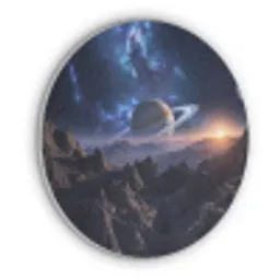 Fantasy - Kosmos - Landschap Akoestische PET Vilt - Rond klein -3d