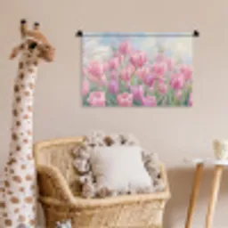 Tulpen - Veld - Lente - Roze Wandkleed katoen klein -wsfeer5_kind