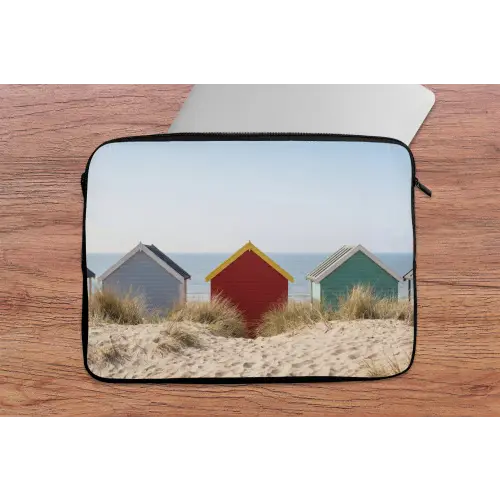 Strand - Huisjes - Kleurrijk - Duinen laptophoes neopreen klein -tafel