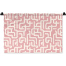 Doolhofpatroon - Roze - Wit - Abstract Wandkleed katoen klein 269 -zz3d