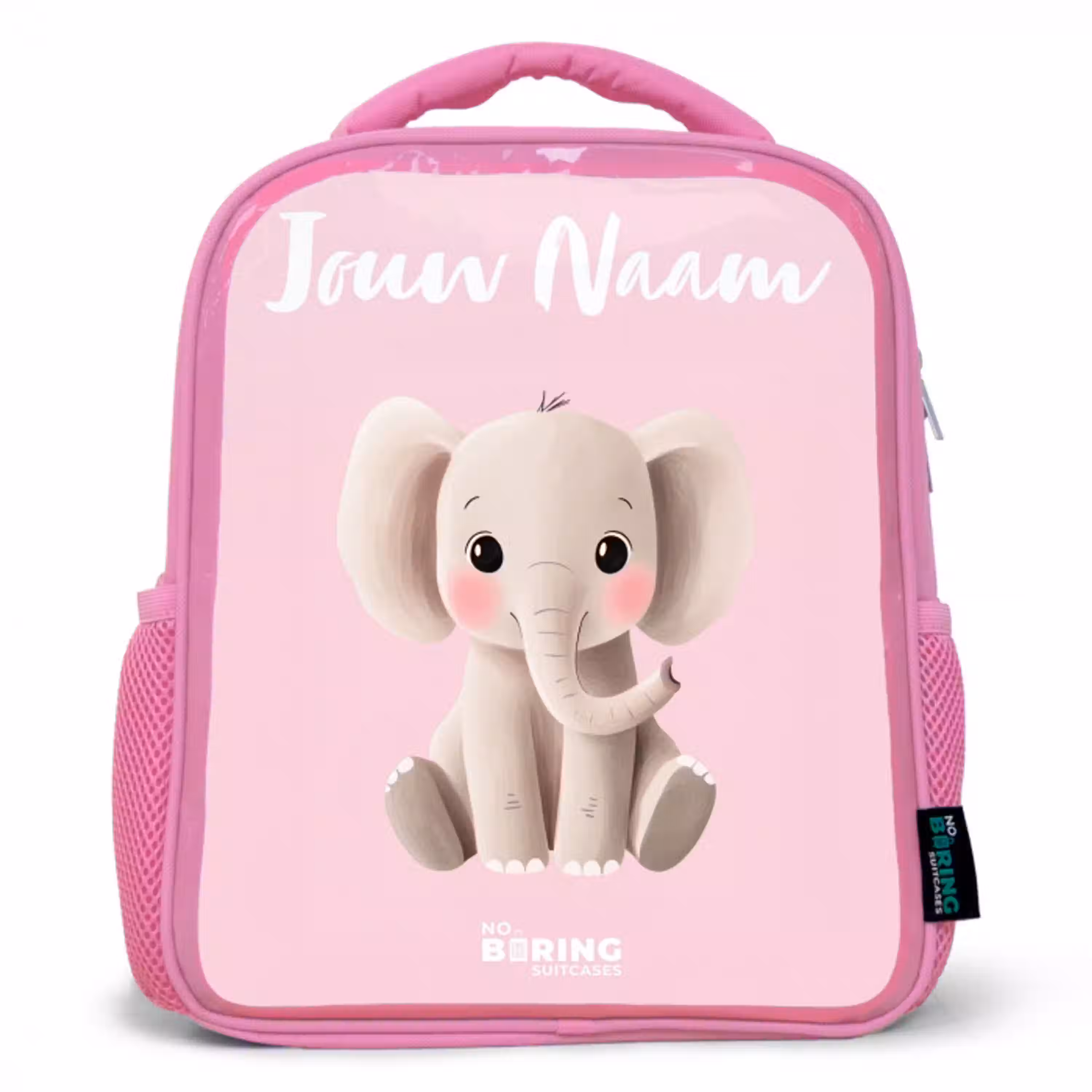 Olifant - Grijs - Baby - Slurf Kinderrugzak - Roze middel -3d