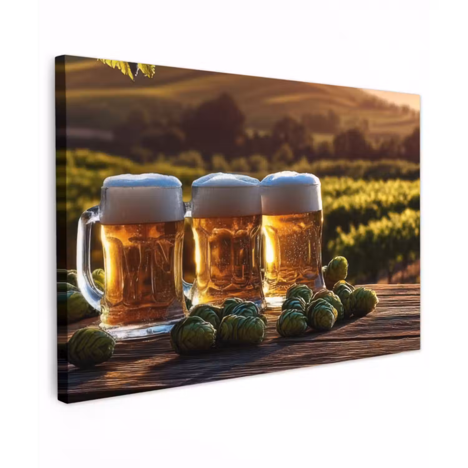 Leinwandbild - Bier - Hopfen - Landschaft