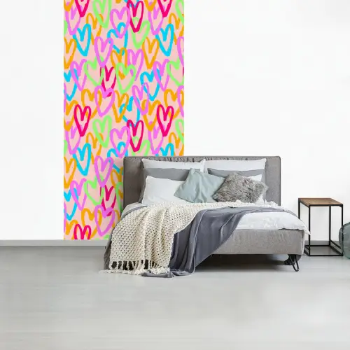 Hart - Neon - Patroon - Kleur fotobehang vinyl groot 64 -slaapkamer