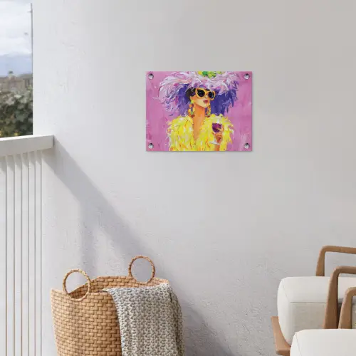 Zonnebril - Vrouw - Jas - Veren tuinposter los doek klein -sfeer8