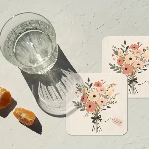 Bloemen - Quote - Beige - Lint onderzetter kurk middel -sfeer4