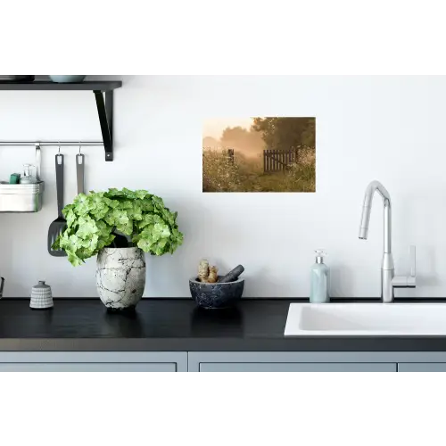 Hek - Natuur - Mist - Veld Muursticker klein -keuken
