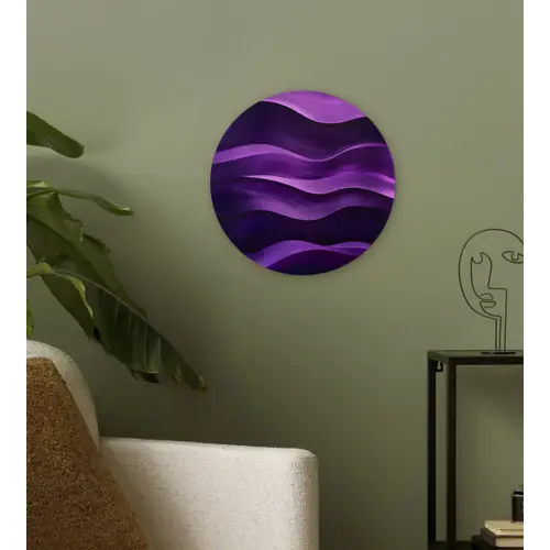 Golven - Abstract - Paars Wandcirkel plexiglas klein -sfeer3