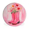 Roze - Bloemen - Cowboy Wandcirkel aluminium klein -3d
