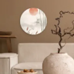 Minimalistisch - Bamboe - Groen Wandcirkel kunststof plaat 5mm dik klein -sfeer1