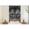 Dieren - Leeuw - Zwart - Wit - Portret fotobehang vinyl groot -bed