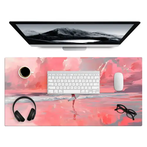 Roze - Surfen - Zee Muismat XXL klein -3d
