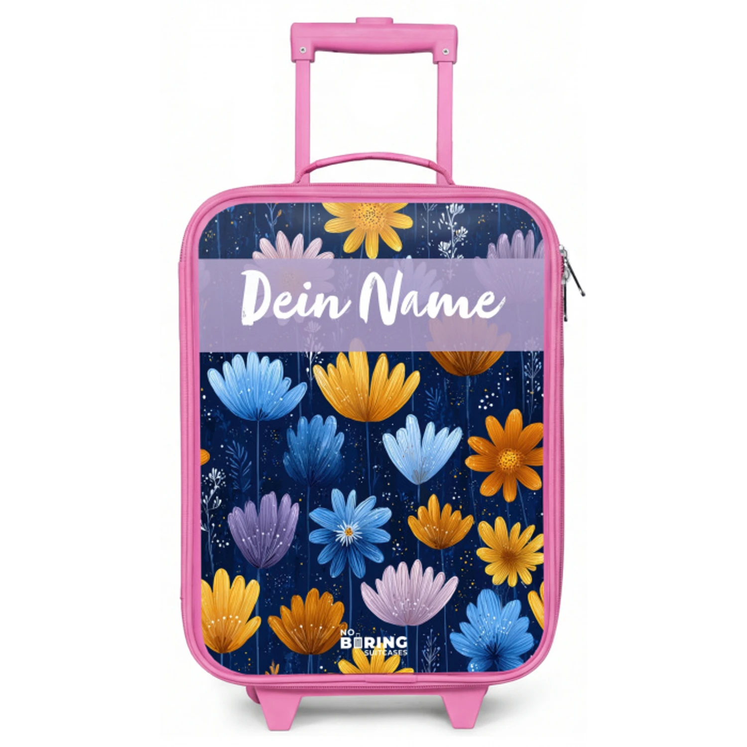 Bloemen - Patroon - Blauw Kinderkoffer - Roze klein -zz3dotto