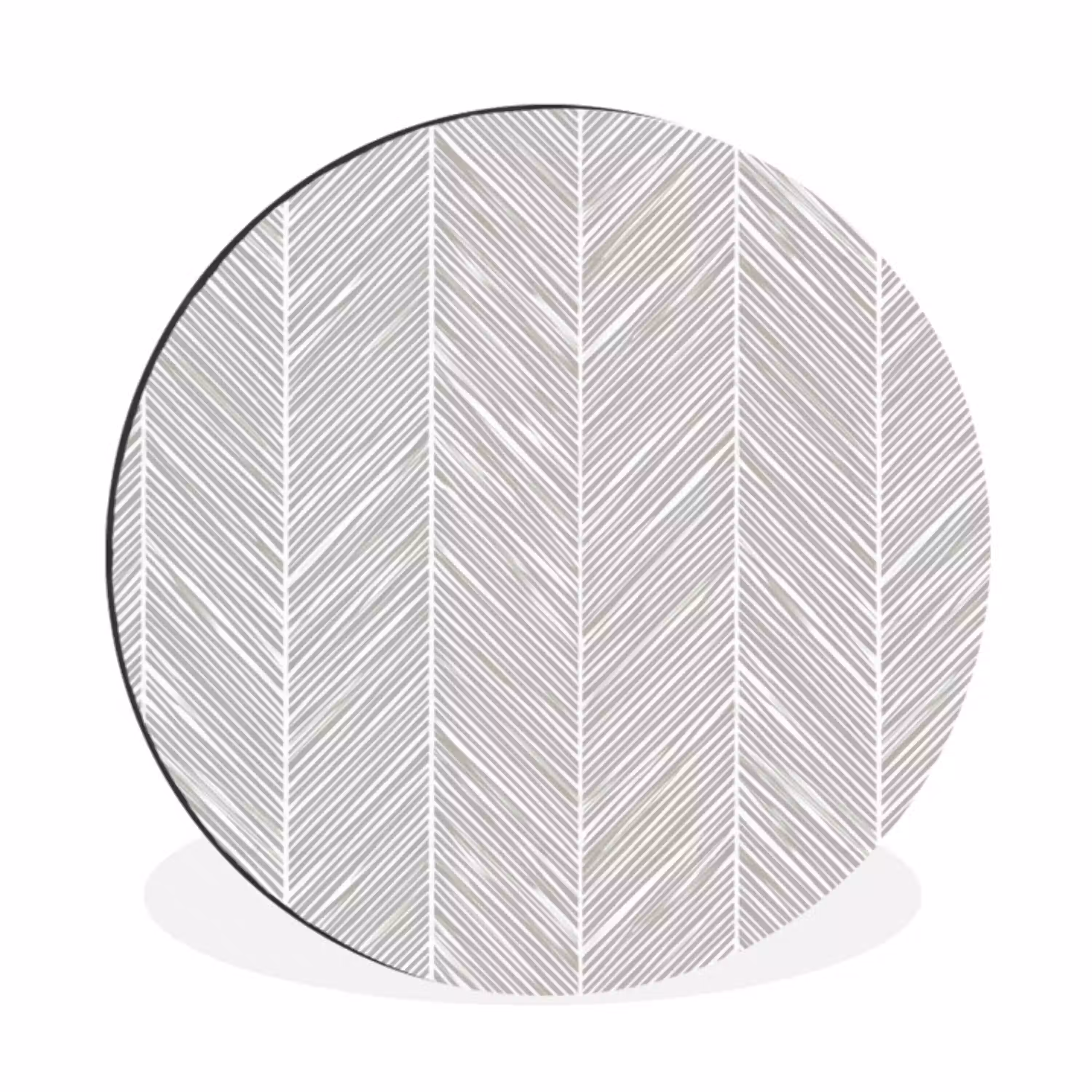 Klassiek - Visgraat - Grijs Wandcirkel aluminium klein 190 -3d