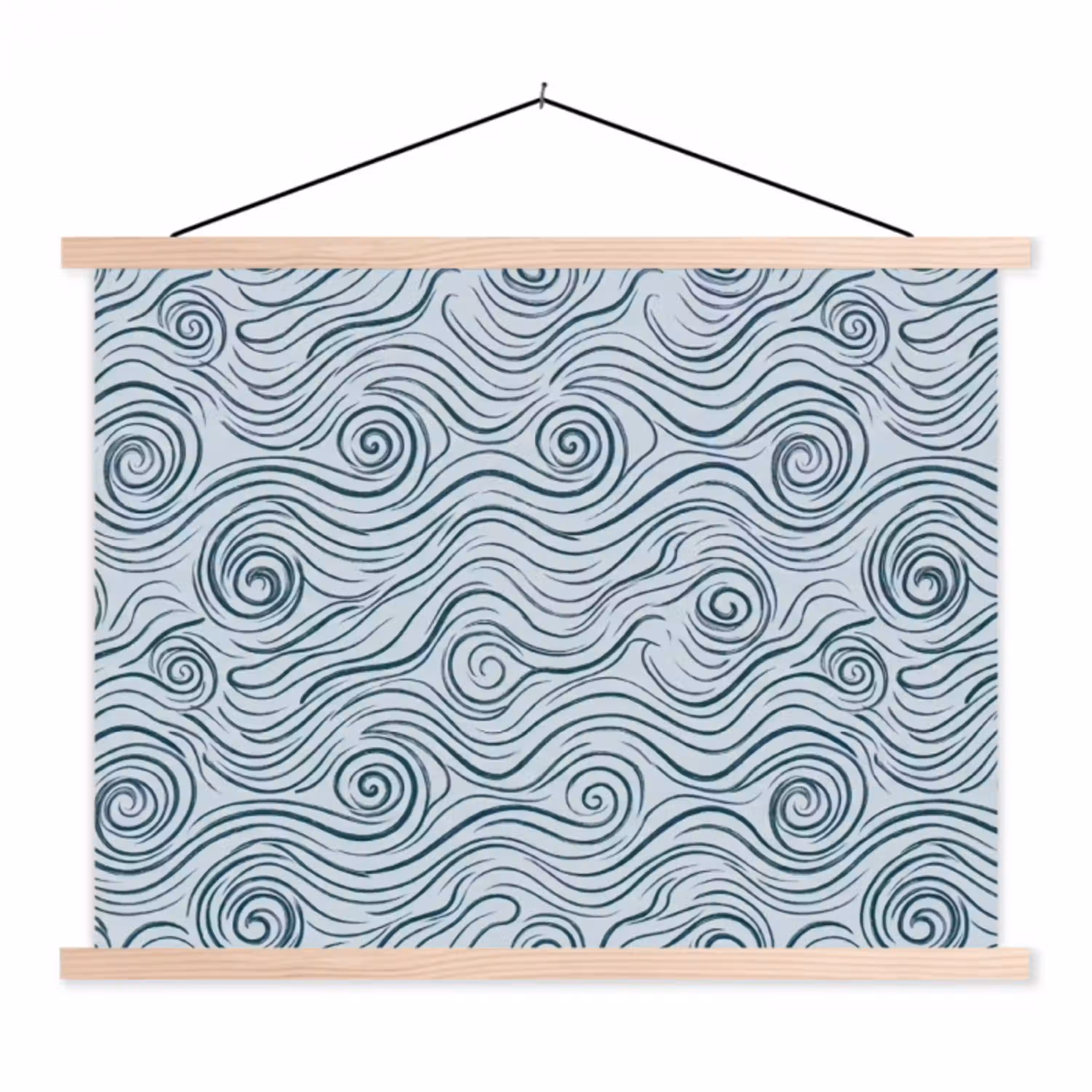 Patroon - Golven - Abstract - Modern - Blauw textielposter latten blank klein -3d