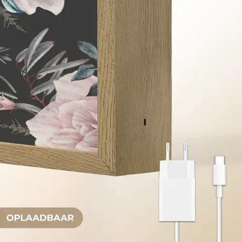 Vintage - Rozen - Romantisch - Bloemen Light Box met batterij (Wandlamp) middel -USP_websiteoplaadbaarNL
