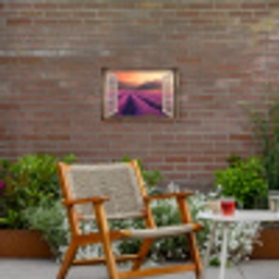 Doorkijk - Lavendel - Landschap - Bloemen - Paars Tuinposter op houten frame 2 cm dik klein -sfeer3