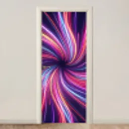 Abstract - Swirl - Futuristic - Neon deurposter klein -3d_beige