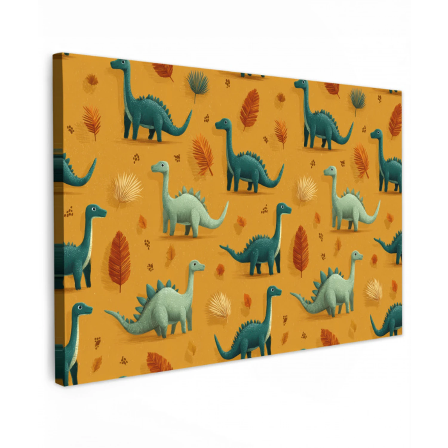 Dinosaurussen - Stekels - Herfstbladeren - Bruin canvas 2cm klein -z3d