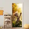 Kitten - Dier - Natuur - Bloemen deurposter klein -sfeer4