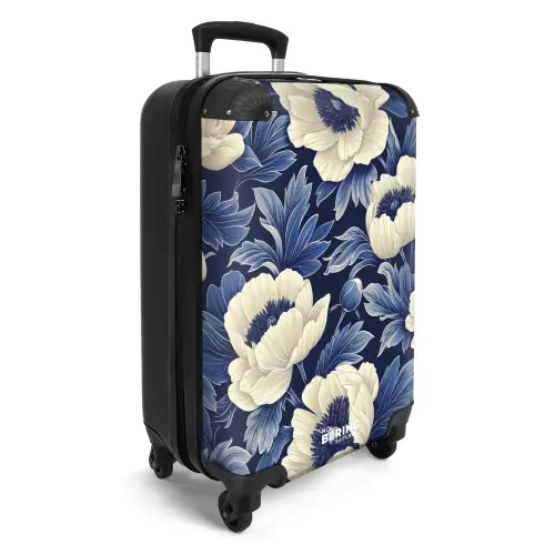Vintage bloemen - Blauw NBS - Handbagage koffer - Kinderen Unisex middel -productfoto_3d