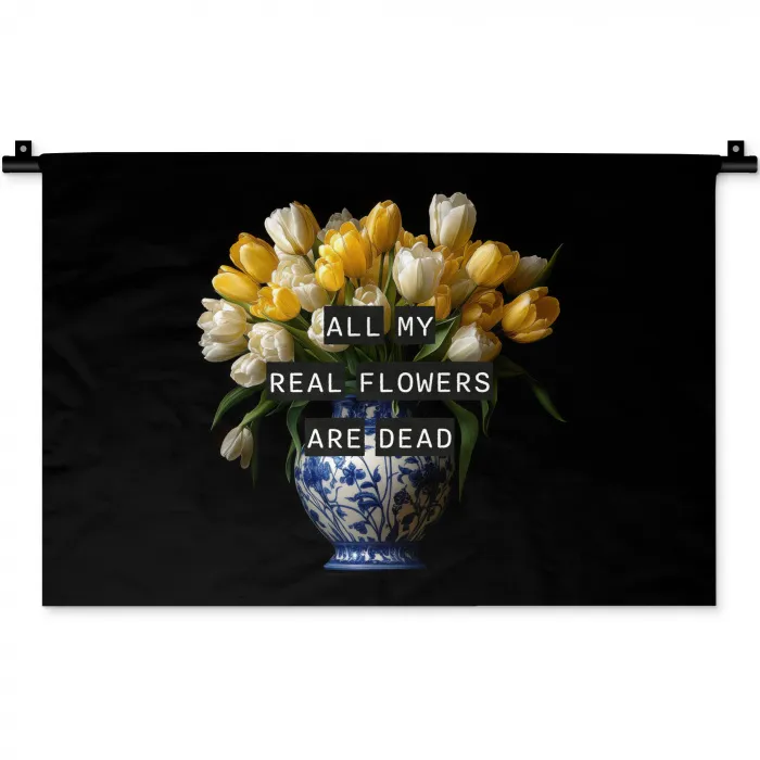 Quotes - Bloem - Tulp - Geel Wandkleed katoen klein -zz3d