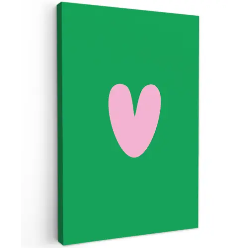 Groen - Hart - Minimalistisch - Valentijn Tuinposter op houten frame 2 cm dik klein -3d