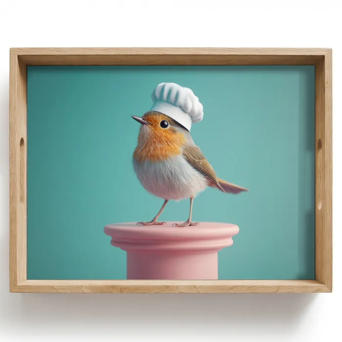 Roodborstje - Vogel - Koksmuts - Sokkel Dienblad Rechthoek middel -z3d_shopping