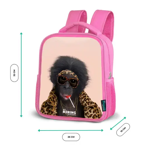 Aap met Loly Kinderrugzak - Roze middel -productfoto_formaten