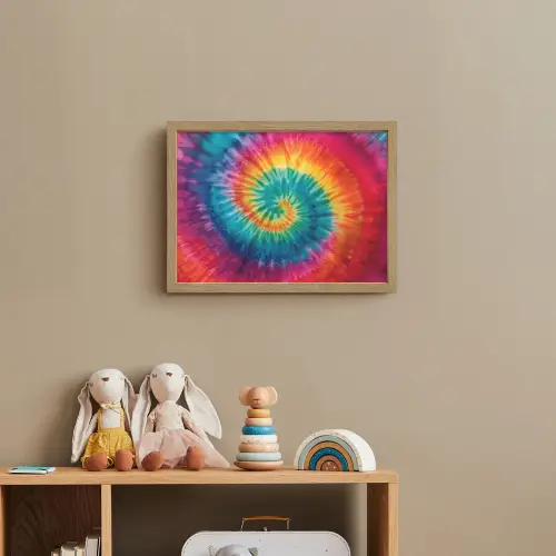 Regenboogkleuren - Tie dye - Light Box met batterij (Wandlamp kind) middel -sfeer2_kind