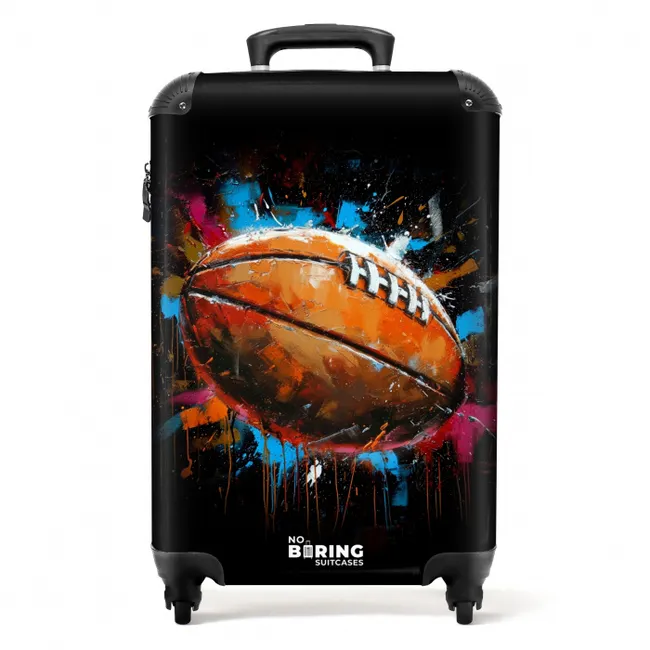 Rugbybal omringd door graffiti NBS - Handbagage koffer - Unisex middel -productfoto_recht
