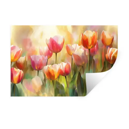 Tulpen - Sprookjesachtig - Kleurrijk Muursticker klein -3d