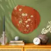 Bloemen - Wit - Subtiel - Roestkleur Wandcirkel Organisch Plexiglas middel -sfeer2