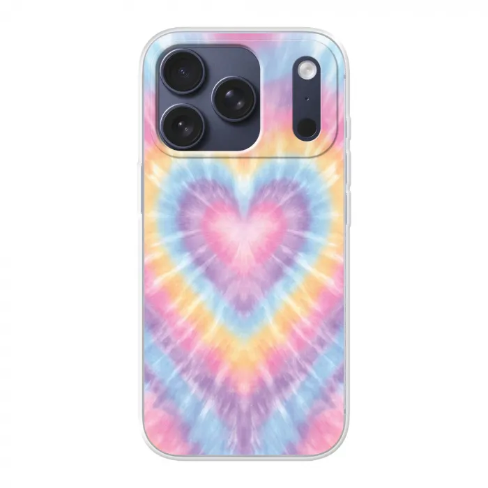 Hartvorm - Pastelkleuren - Tie Dye Telefoonhoesje iPhone 17 Pro klein -3d