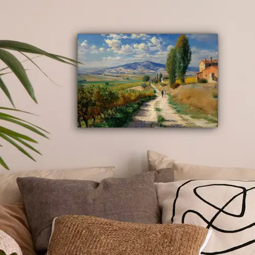 Mensen - Wandelen - Zandpad - Velden canvas 2cm klein -sfeer1