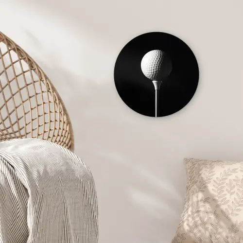 Golfbal - Minimalistisch - Wit Wandcirkel kunststof plaat 5mm dik klein -sfeer5
