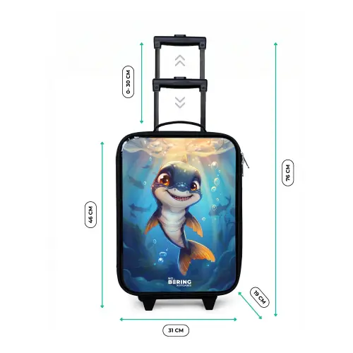 Haai met gezicht in het water Kinderkoffer - Zwart klein -productfoto_formaten