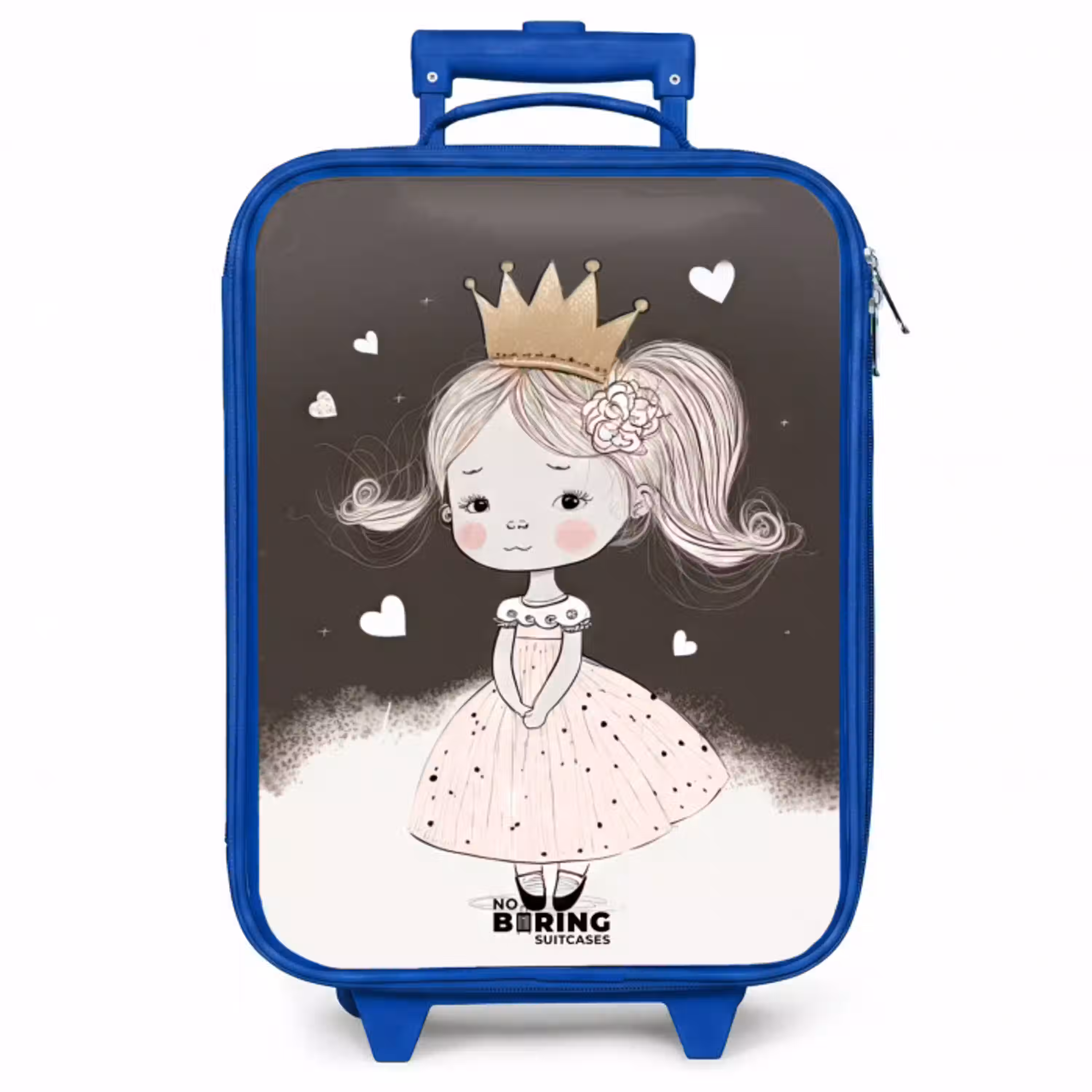 Verlegen prinses met bloem Kinderkoffer - Blauw klein -zzz_website3d